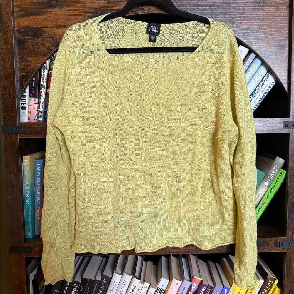 Eileen Fisher Chartreuse Sweater 100% linen